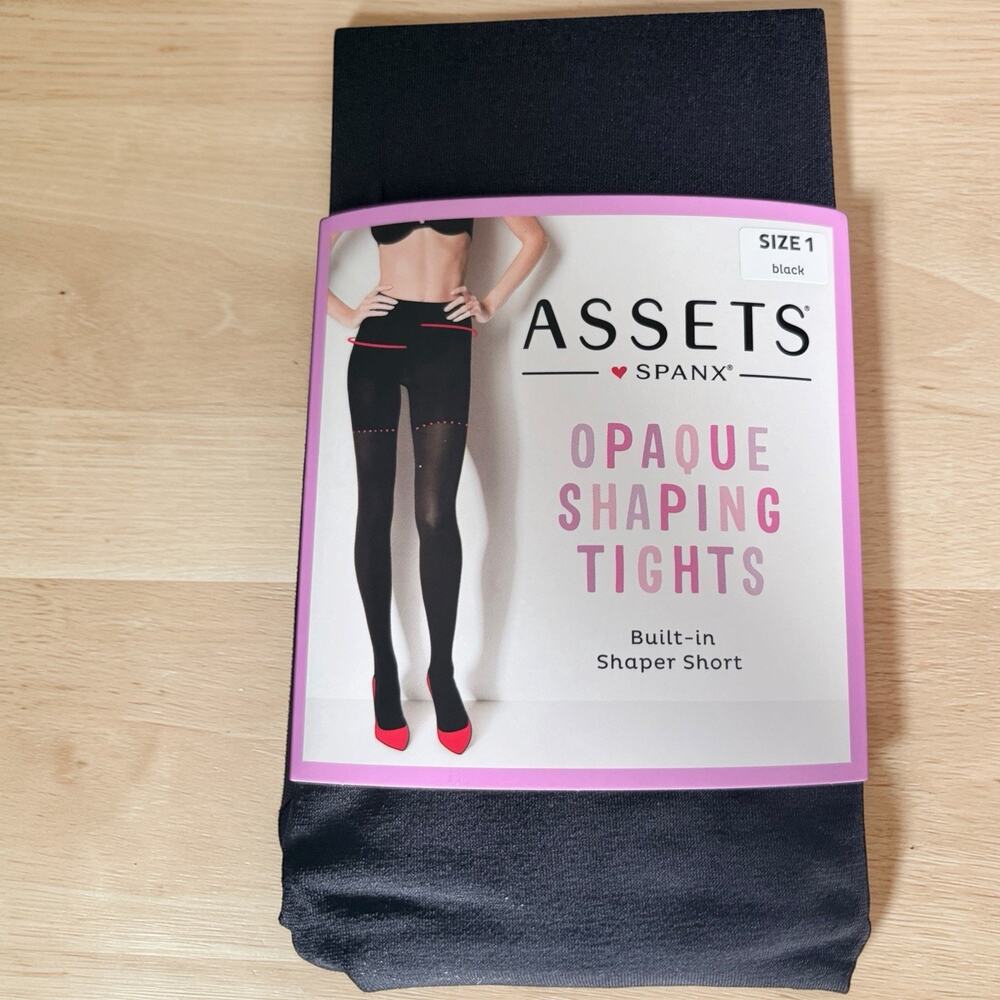 ASSETS Spanx Opaque Shaping Tights w/ built-in shaper short Size 1 NIP